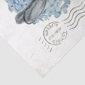 Rabbit Blue Hydrangea Flower Carte Postale French Tissuepapier (Detail)