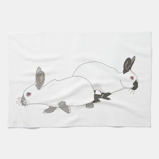 Rabbit Bunnies Kitchen Towel Theedoek (Horizontaal)