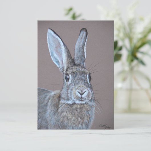 Rabbit Bunny Art Flat Hartelijk dank Bedankkaart (Staand voorkant)