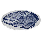 Rabbit Bunny Cobalt Blue White Ink Sketch Art Snijplank (Hoek)