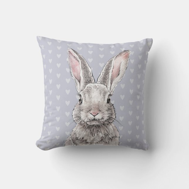 Rabbit Bunny Cute Pastel Animal Art tweezijdig Kussen (Voorkant)