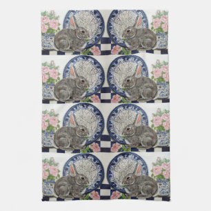 Rabbit Bunny Dedham Delft Farmhouse Rustic Cute Theedoek