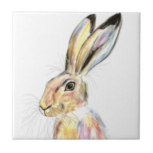 Rabbit Bunny Hare Floral Animal Wildlife Cute Cera Tegeltje