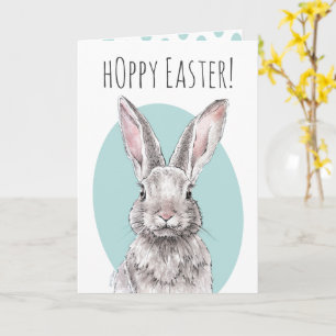 Rabbit Bunny Hoppy Easter Cute Spring Animal art Kaart