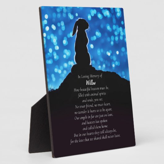 Rabbit Bunny Memorial Plaque Nom personnalisé (Côté)