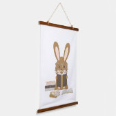 Rabbit Bunny Reading Poster Hangend Wandkleed (Gebogen)