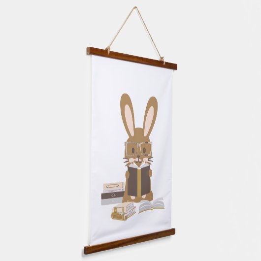Rabbit Bunny Reading Poster Hangend Wandkleed (Gebogen)