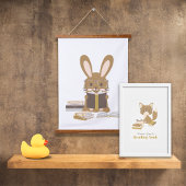 Rabbit Bunny Reading Poster Hangend Wandkleed