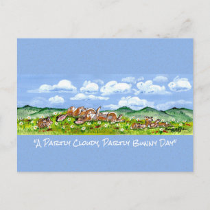 Rabbit Bunny Watching Clouds Fun Waterverf Art P Briefkaart