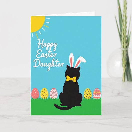 Rabbit Cat Easter Pattern Card Kaart (Voorkant)