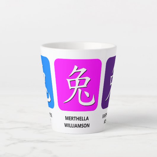 RABBIT Chinese Lunar New YEAR Zodiac Latte Mok (Voorkant)