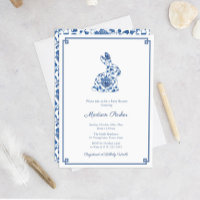 Rabbit Chinoiserie Chic Blue en White Baby shower
