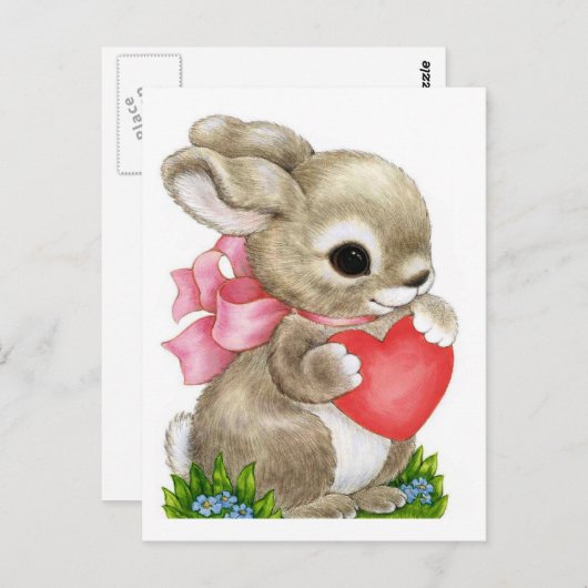 Rabbit & Coeur - Carte postale (Devant / Derrière)