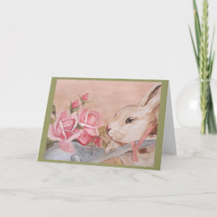 Rabbit de Pâques et carte Rose