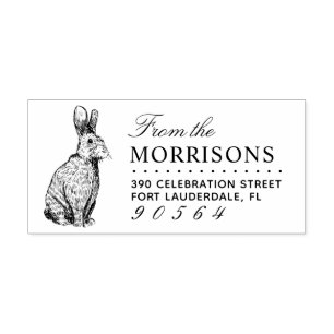 Rabbit Drawing Familienaam Return Address Rubberstempel