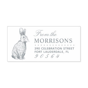 Rabbit Drawing Familienaam Return Address Zelfinktende Stempel