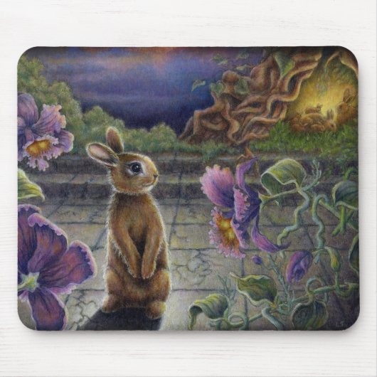 Rabbit Dreams Mousepad Fantasy Flowers Bunnies Muismat (Voorkant)