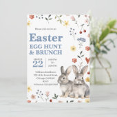 Rabbit Easter Brunch Party Kaart (Staand voorkant)
