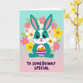 Rabbit Floral Basket Design Card Kaart (Gele Bloem)
