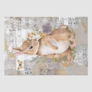 Rabbit Flower Butterfly Music Gold Decoupage Idee Tissuepapier