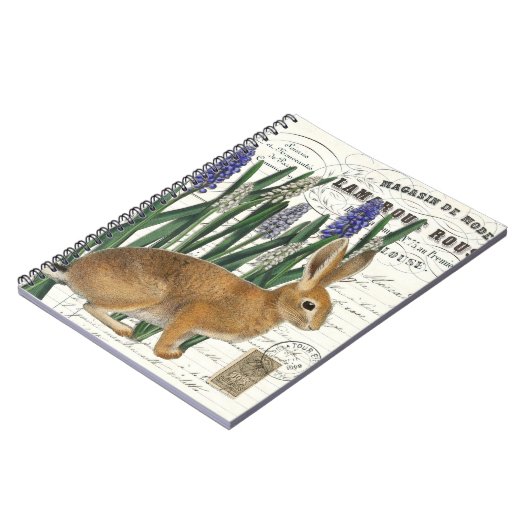 Rabbit français avec Carnet de Journal Spiral Fleu (Côté gauche)