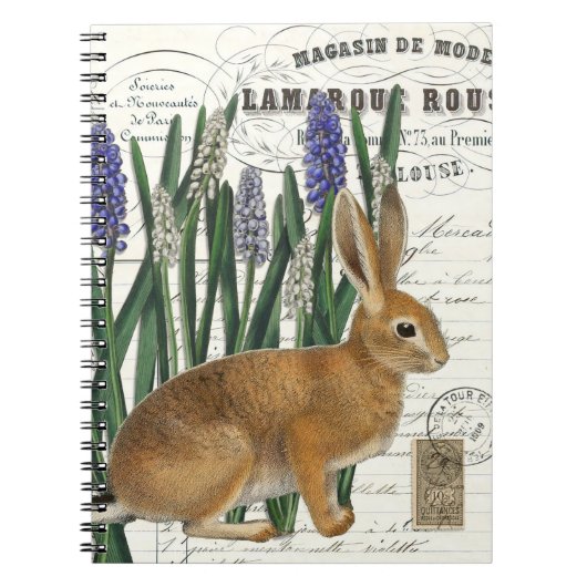 Rabbit français avec Carnet de Journal Spiral Fleu (Devant)
