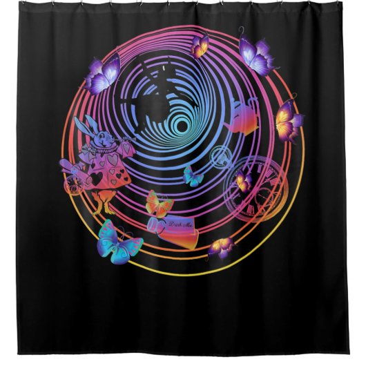 Rabbit Gift | Alice in Wonderland Douchegordijn (Voorkant)