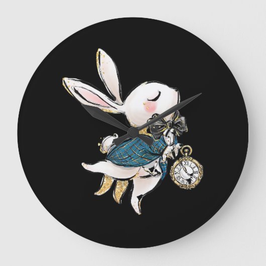 Rabbit Gift | Alice in Wonderland White Rabbit Grote Klok (Voorkant)