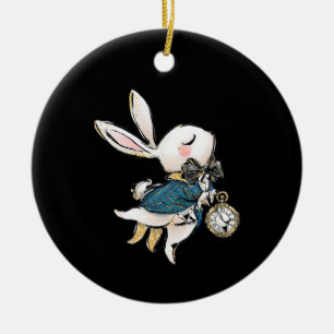 Rabbit Gift   Alice in Wonderland White Rabbit Keramisch Ornament