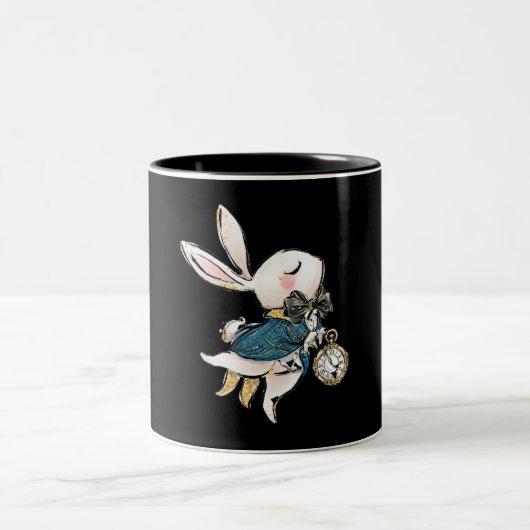 Rabbit Gift | Alice in Wonderland White Rabbit Tweekleurige Koffiemok (Center)