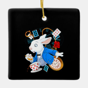 Rabbit Gift   Alice in Wonderland - witte konijn Keramisch Ornament