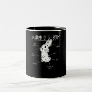 Rabbit Gift Anatomie van Bunny Cute Rabbit Pet Lo Tweekleurige Koffiemok