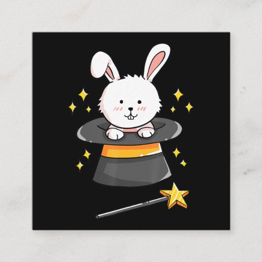 Rabbit Gift|Bunny Magic Wand Magicia Wizard Witch Vierkante Visitekaartje (Voorkant)