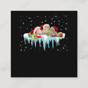 Rabbit Gift   Drie konijnen echt mooi kerstfeest Vierkante Visitekaartje