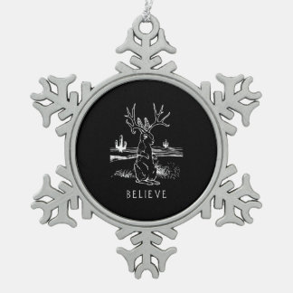 Rabbit Gift | Geloof Jackalope Tin Sneeuwvlok Ornament