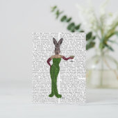Rabbit Green Dress Briefkaart (Staand voorkant)