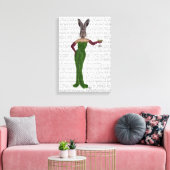 Rabbit Green Dress Canvas Afdruk (Insitu (Woonkamer))
