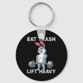 Rabbit Gym Gewichtstraining Eet Trash Lift Zwaar Sleutelhanger (Voorkant)