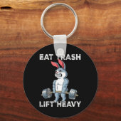 Rabbit Gym Gewichtstraining Eet Trash Lift Zwaar Sleutelhanger (Voorkant)