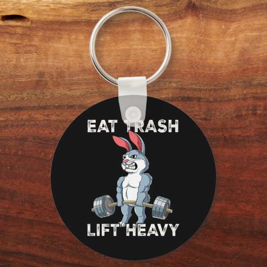 Rabbit Gym Gewichtstraining Eet Trash Lift Zwaar Sleutelhanger (Voorkant)