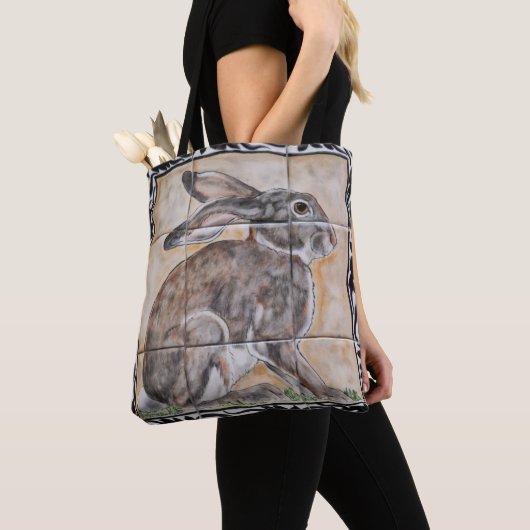 Rabbit Hare Jackrabbit Tegel Kijk Canvas tas (Dichtbij)