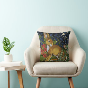 Rabbit Hare Woodland William Morris Tapestry Style Kussen