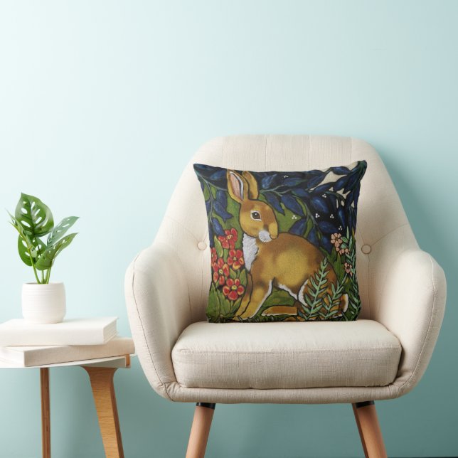 Rabbit Hare Woodland William Morris Tapestry Style Kussen (Stoel)