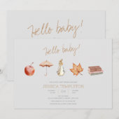 Rabbit Herfst Elements Baby shower Kaart (Voorkant / Achterkant)