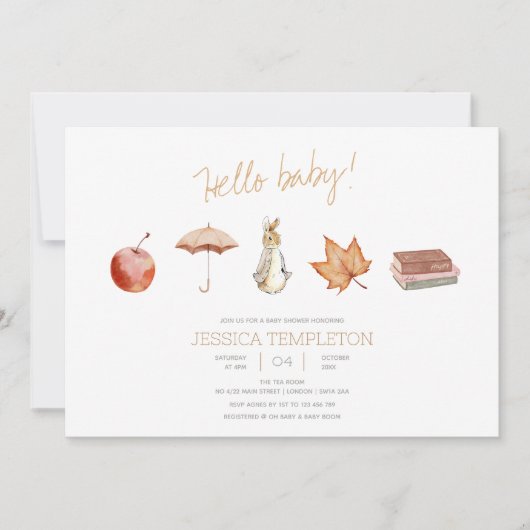 Rabbit Herfst Elements Baby shower Kaart (Voorkant)