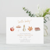 Rabbit Herfst Elements Baby shower Kaart (Staand voorkant)