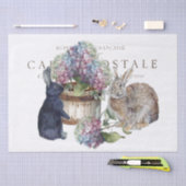 Rabbit Hydrangea Flower Bucket French Decoupage Tissuepapier (Craft)