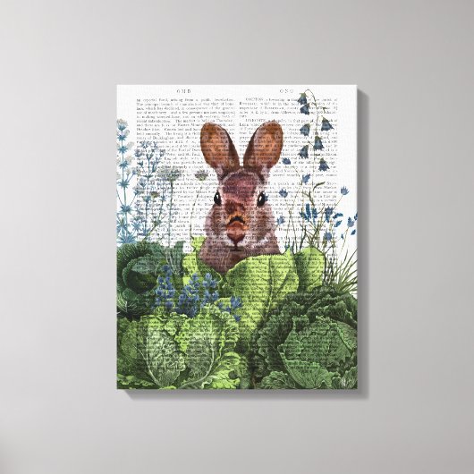 Rabbit in a Cabbage Patch Canvas Afdruk (Voorkant)