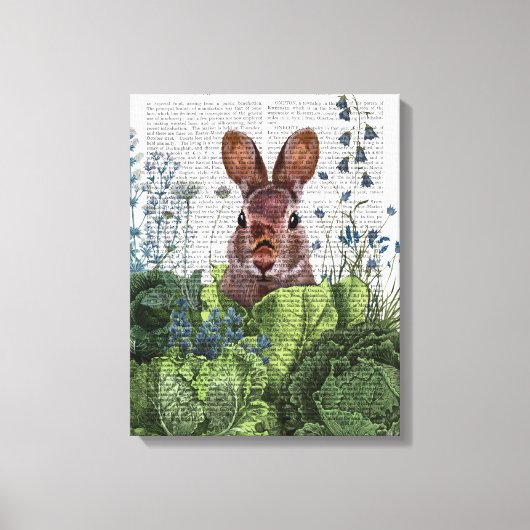 Rabbit in a Cabbage Patch Canvas Afdruk (Voorkant)
