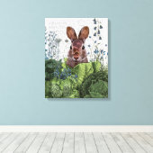 Rabbit in a Cabbage Patch Canvas Afdruk (Insitu (Houten vloer))